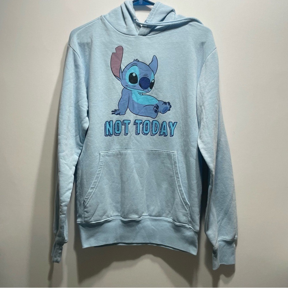 Disney Stitch "Not Today" Hoodie – Light Blue – Size Small